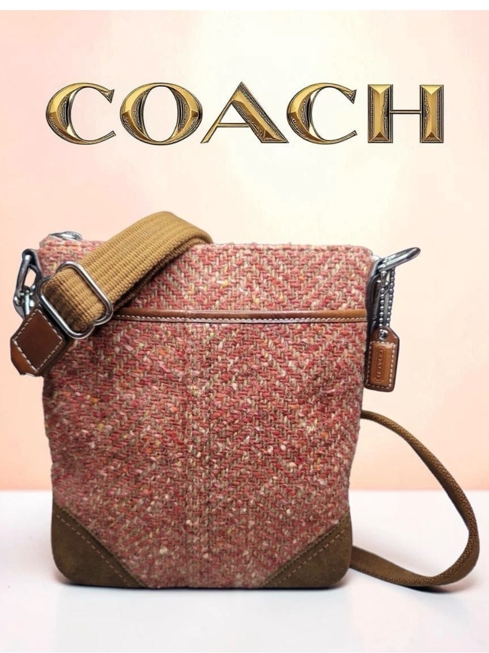COACH Vintage Hamptons Tweed Suede Crossbody Bag